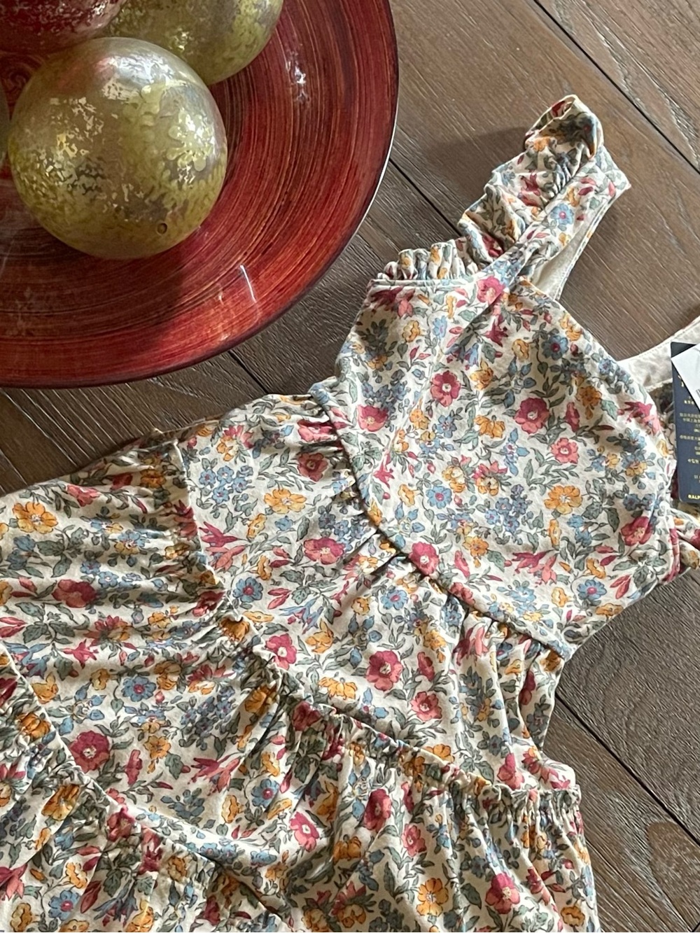 NWT, Girls size 4 Ralph Lauren Multi Floral Cotton Dress - Cream Base